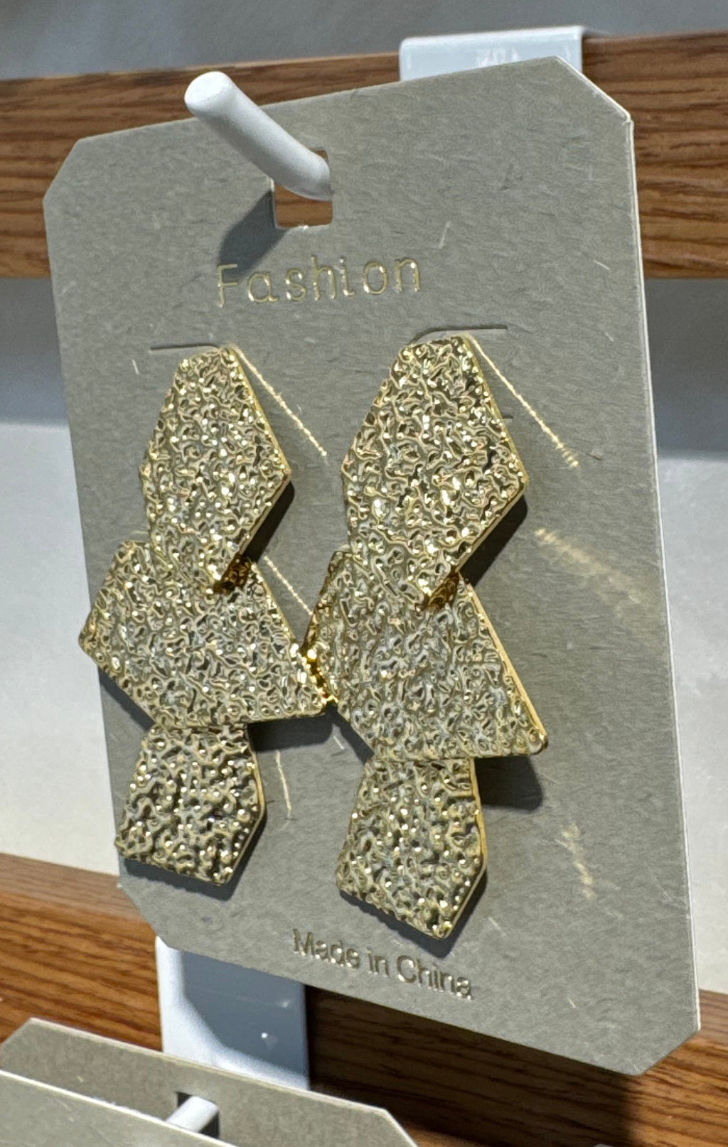 Textured Geometric Cascade Earrings - W3-0116