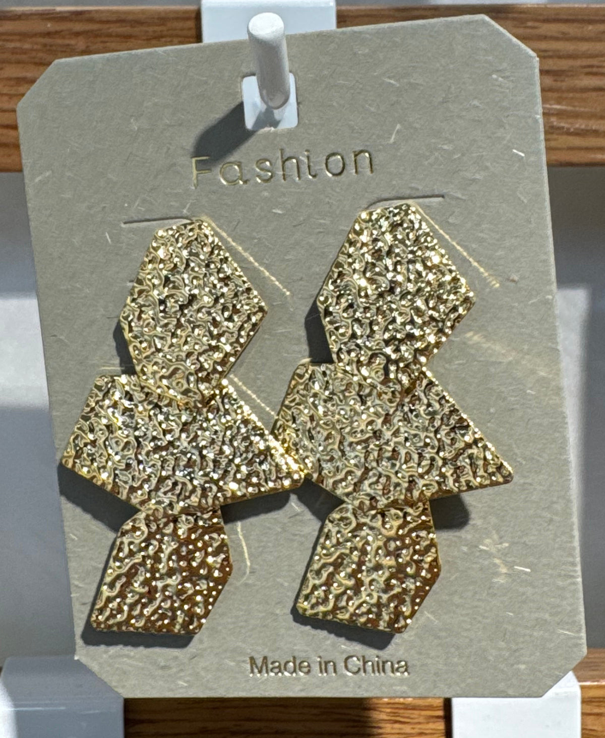 Textured Geometric Cascade Earrings - W3-0116