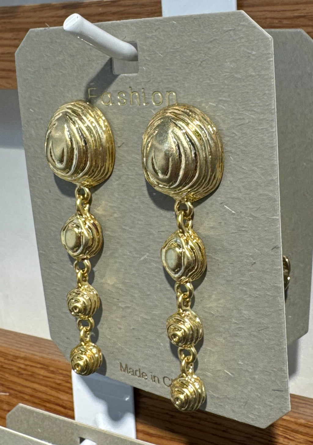 Textured Disc Cascade Earrings - W3-0117