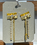 Amber Sparkle Chain Fringe Earrings - W3-0120