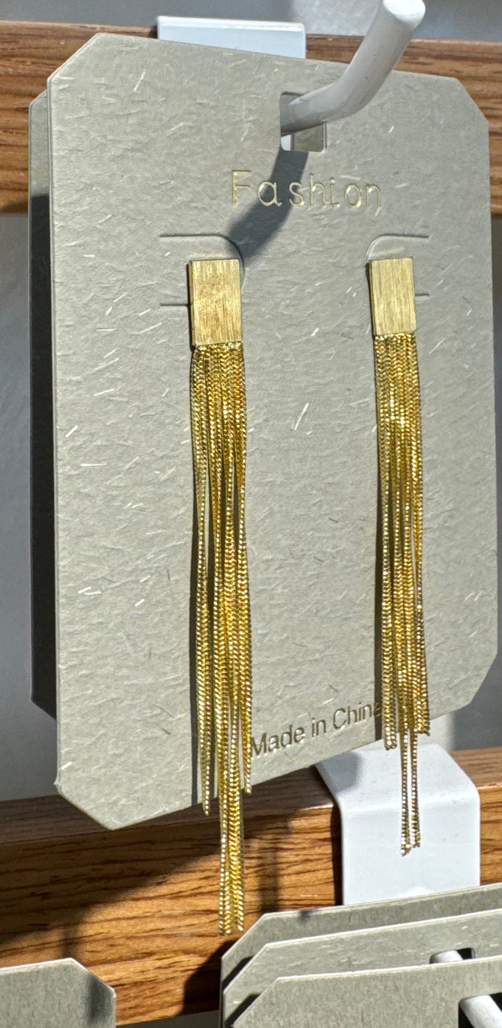 Slim Bar Chain Tassel Earrings - W3-0122
