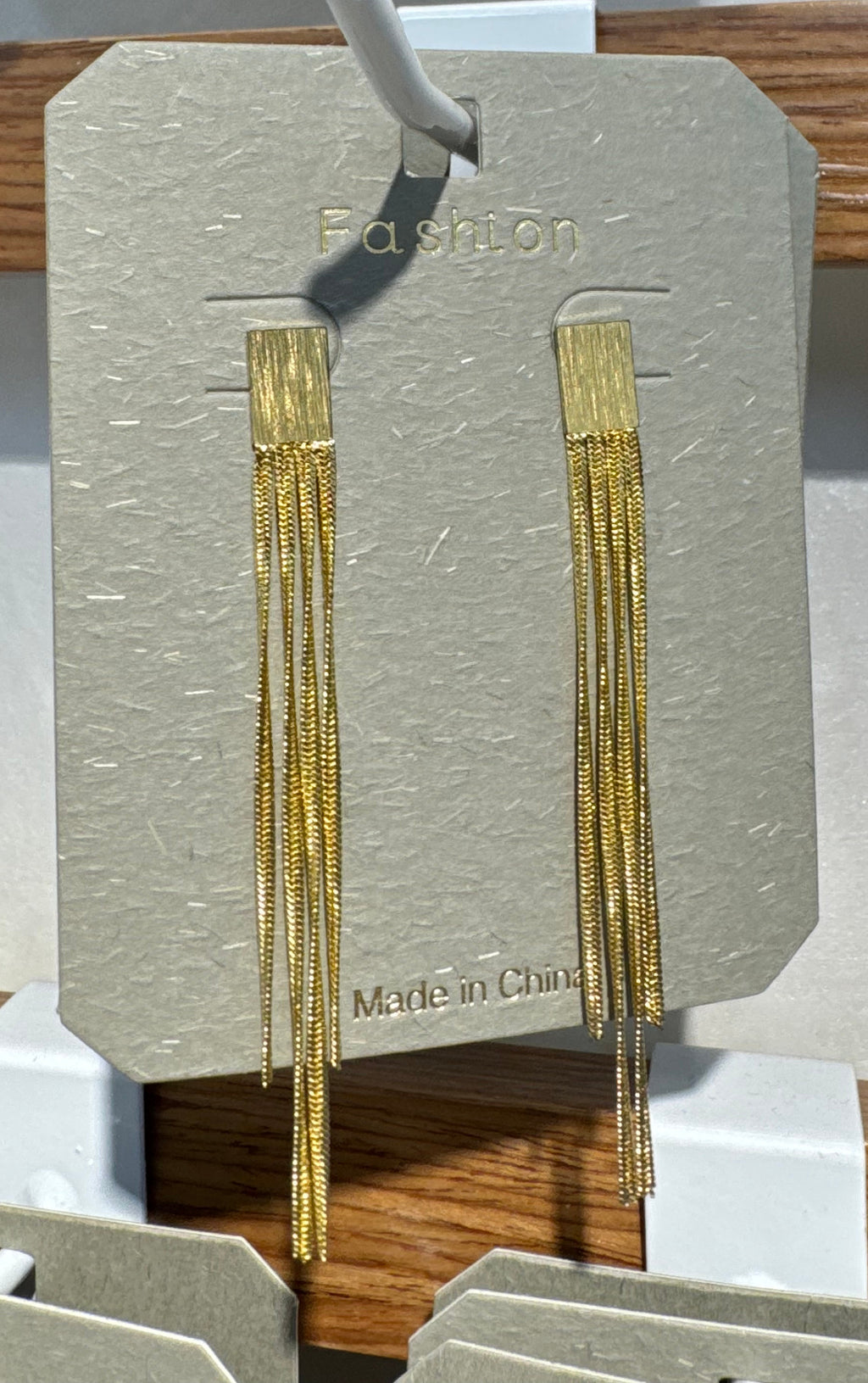 Slim Bar Chain Tassel Earrings - W3-0122