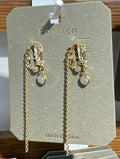 Textured Stud Sparkle Chain Earrings - W3-0123