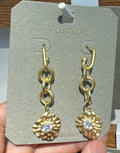 Floral Disc Link Drop Earrings - W3-0124
