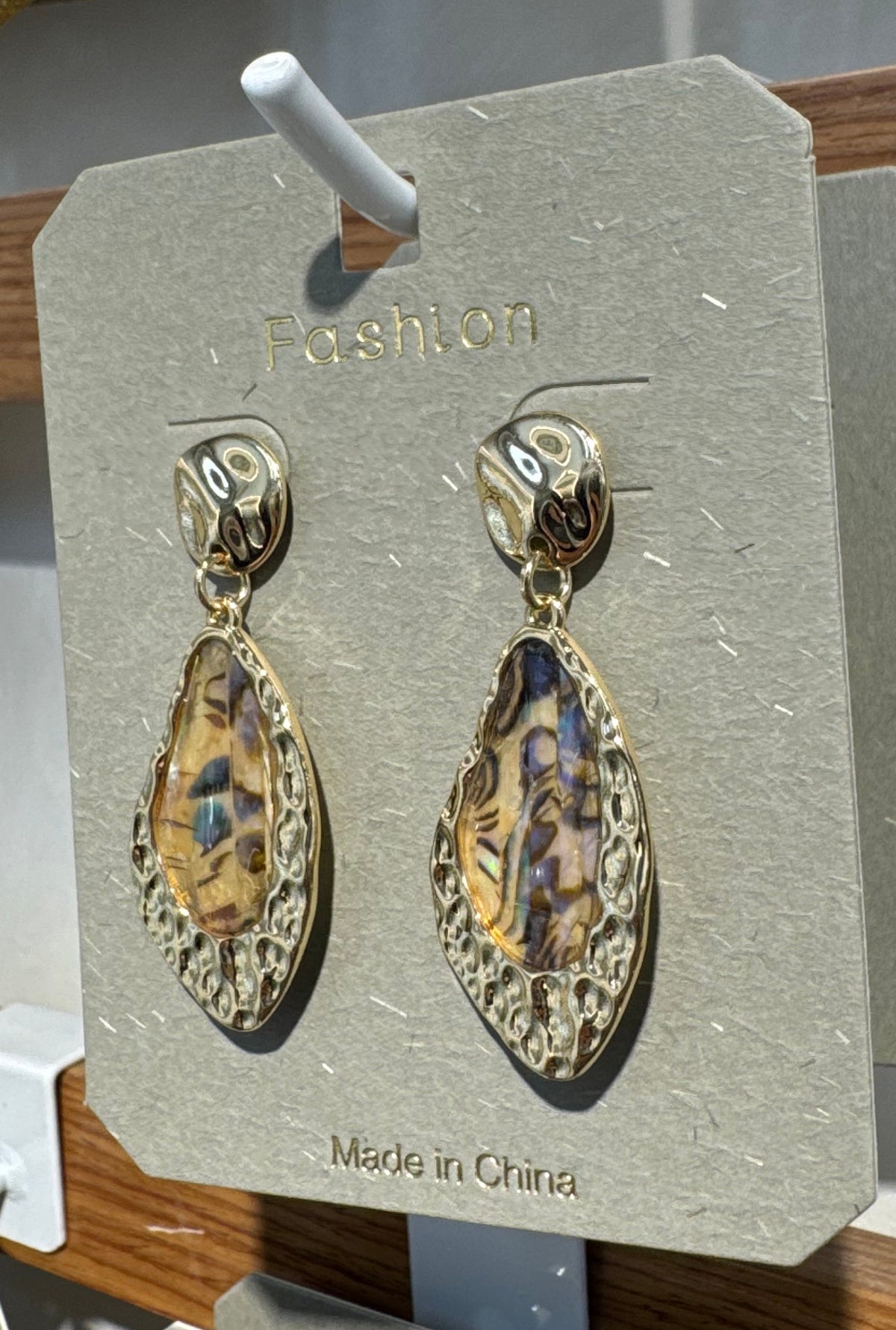 Iridescent Oval Filigree Earrings - W3-0126