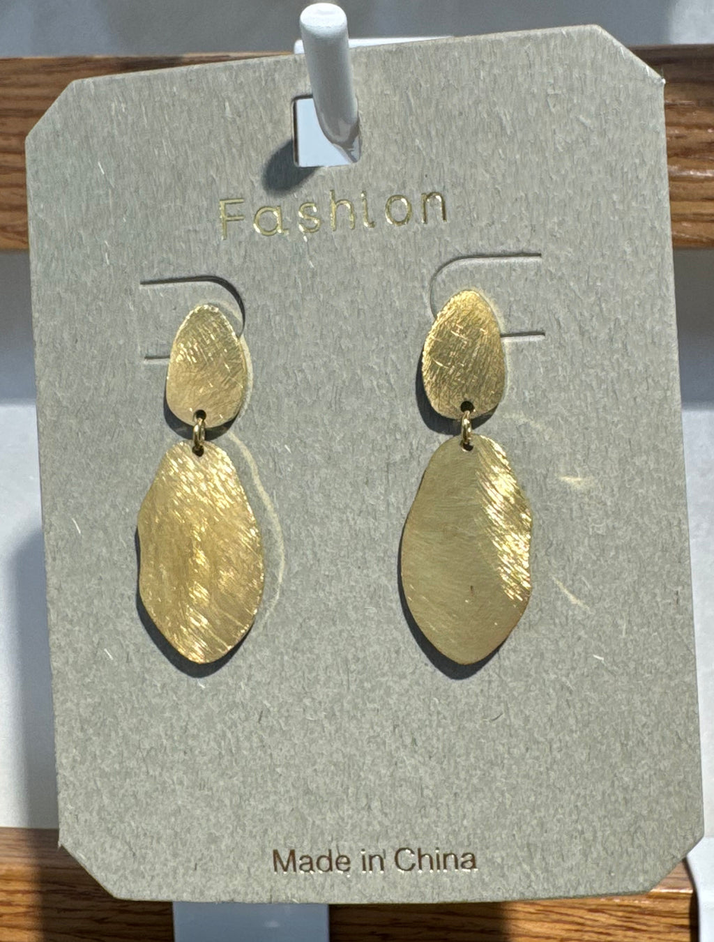 Brushed Double Oval Drop Earrings - W3-0127