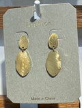 Brushed Double Oval Drop Earrings - W3-0127