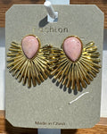 Pink Teardrop Sunburst Earrings - W3-0131