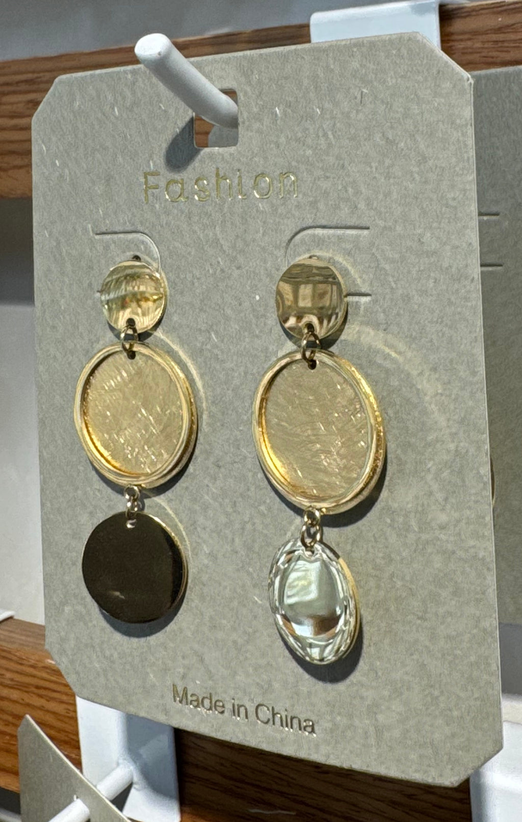 Textured Triple Disc Earrings - W3-0134