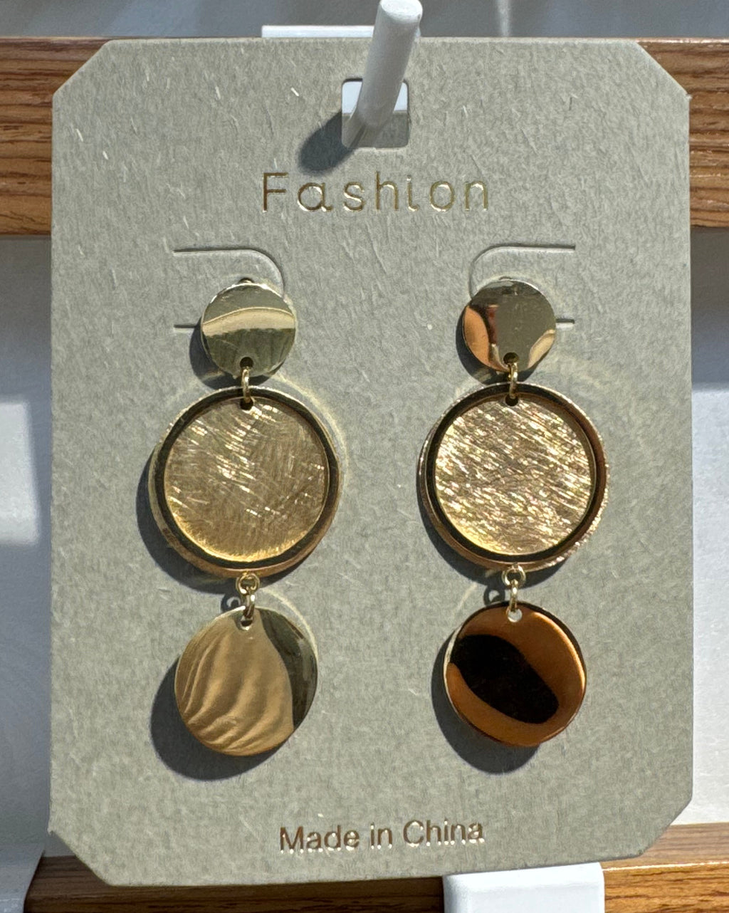 Textured Triple Disc Earrings - W3-0134