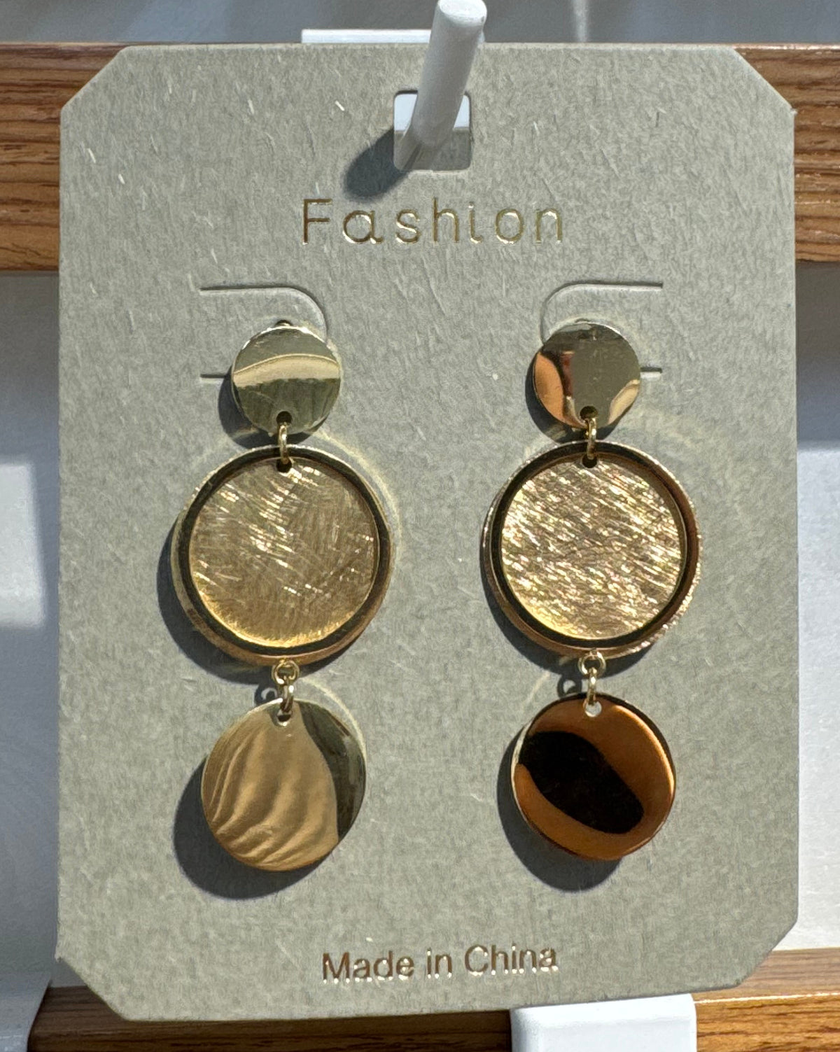 Textured Triple Disc Earrings - W3-0134