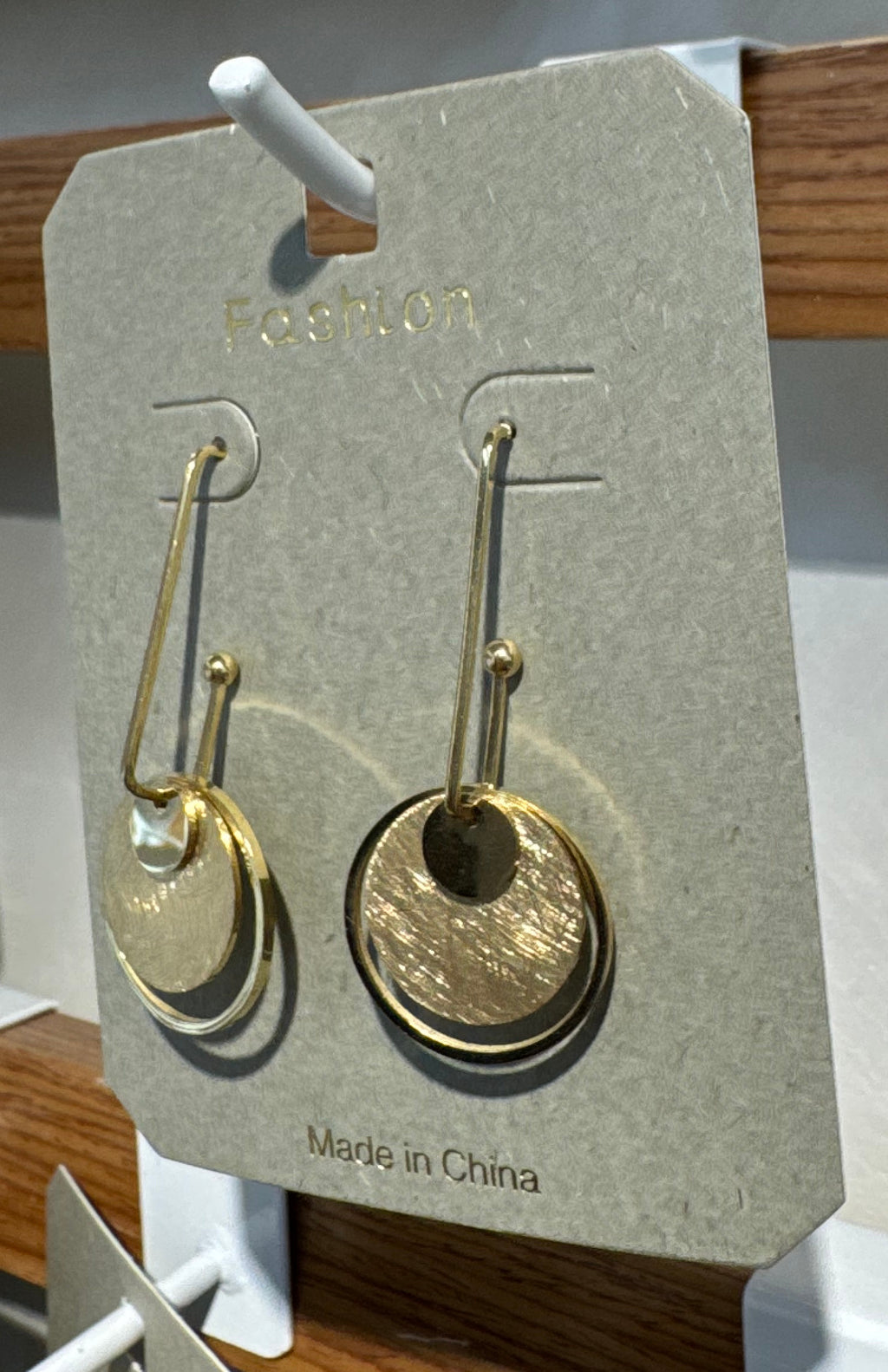Disc and Ring Long Drop Earrings - W3-0135