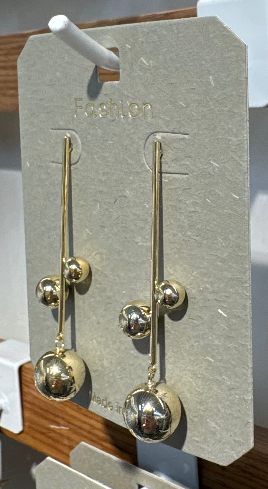 Triple Ball Bar Drop Earrings - W3-0137