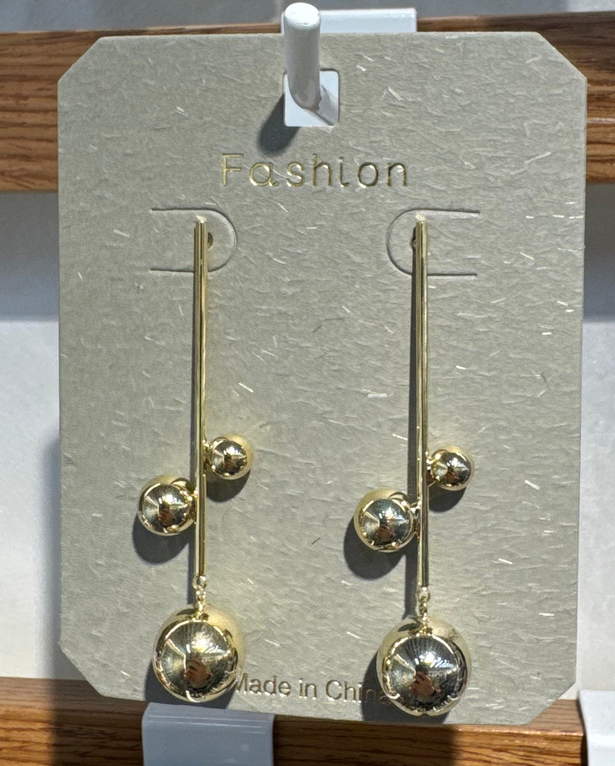 Triple Ball Bar Drop Earrings - W3-0137