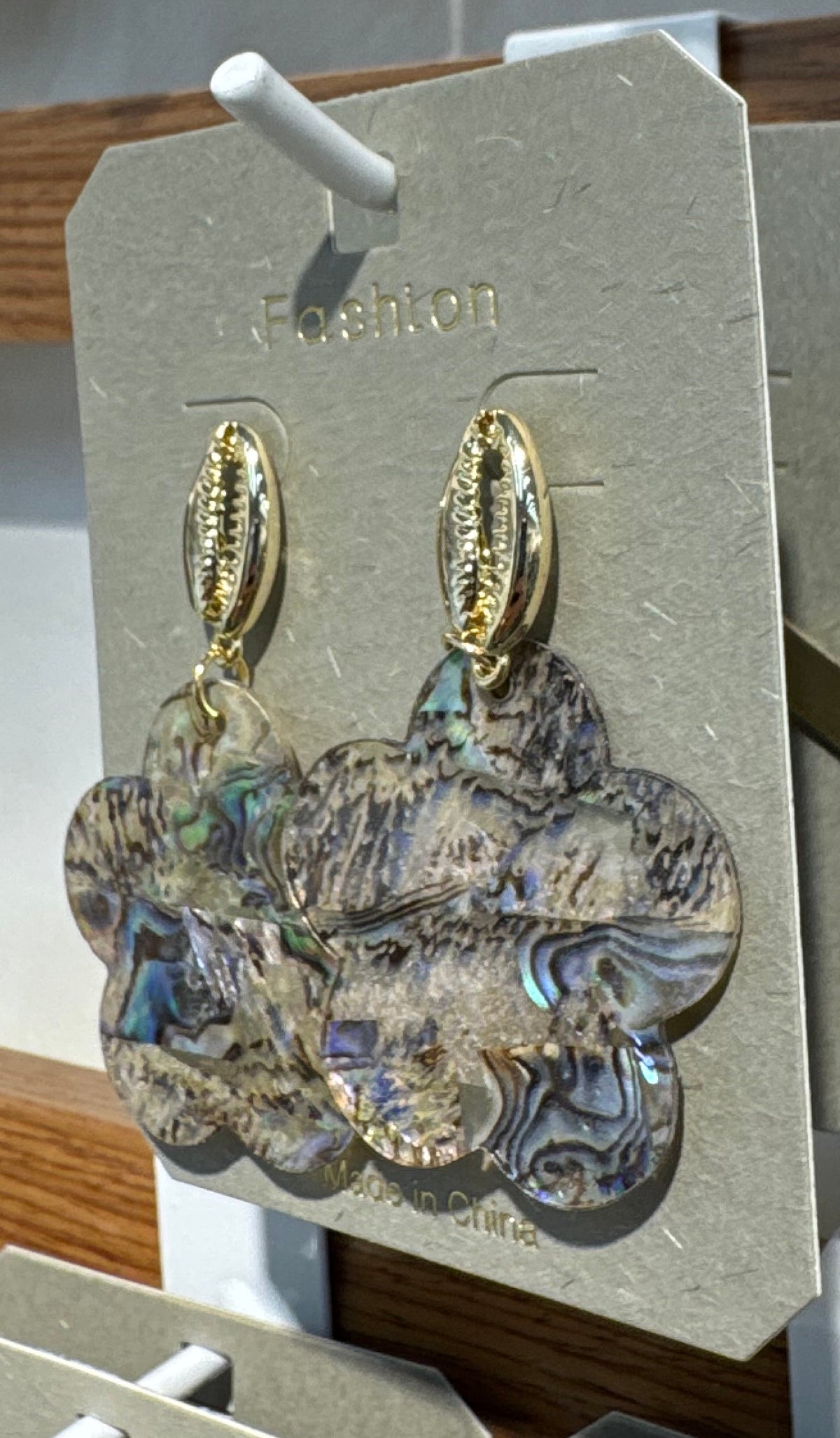 Iridescent Flower Drop Earrings - W3-0138