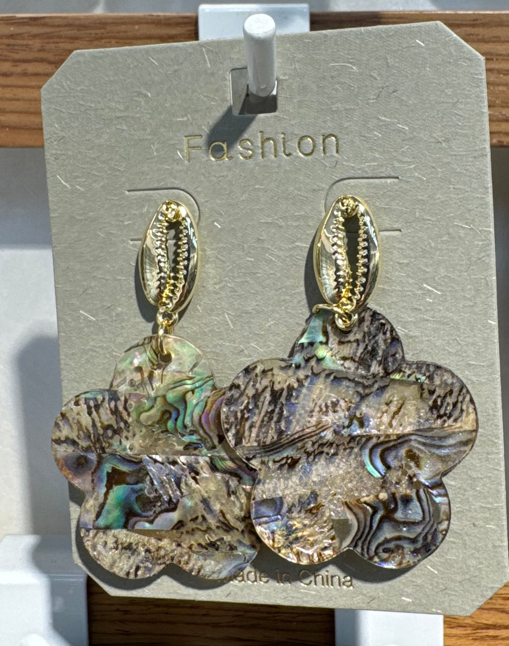 Iridescent Flower Drop Earrings - W3-0138
