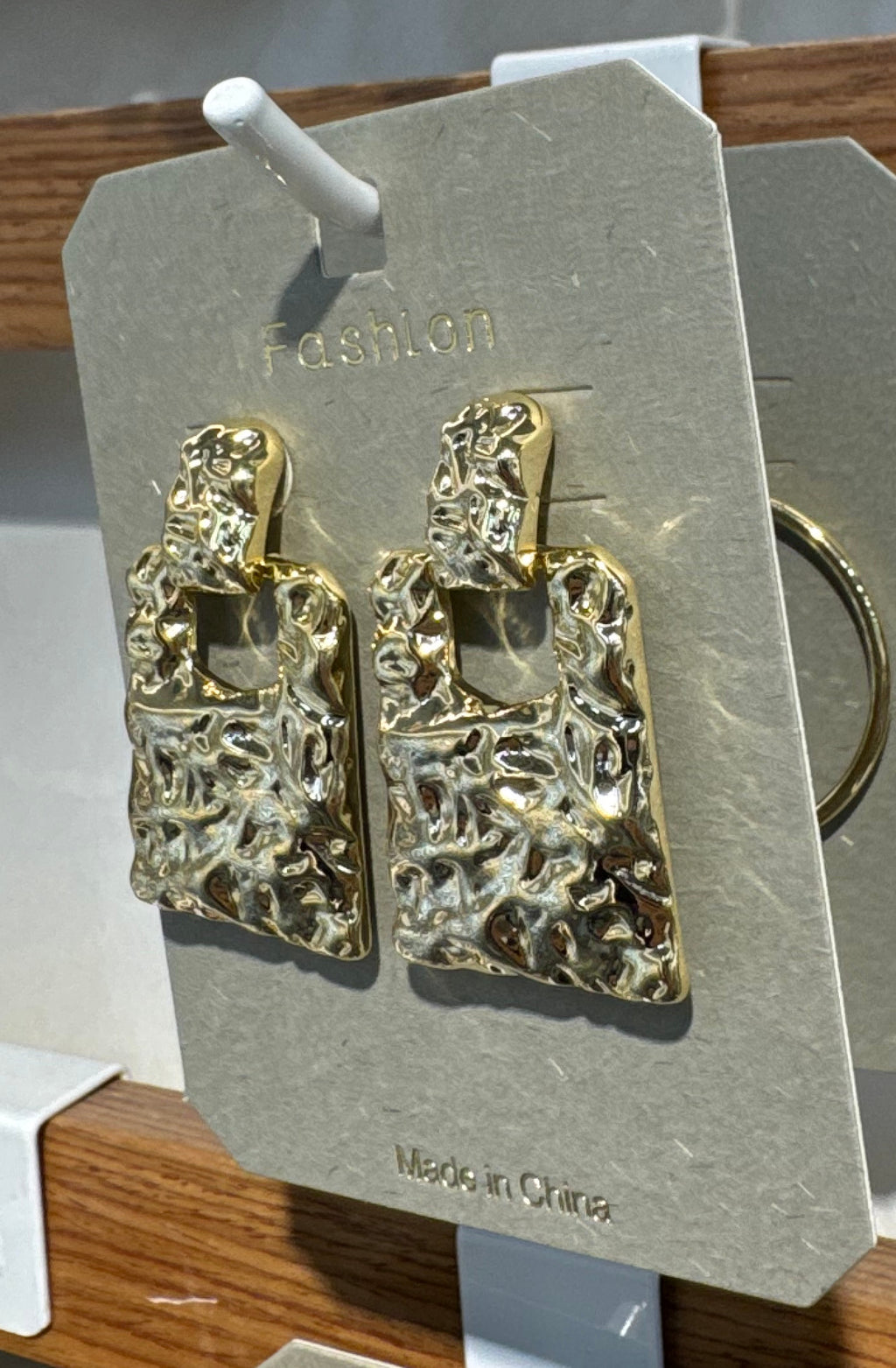Hammered Trapezoid Drop Earrings - W3-0139