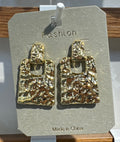 Hammered Trapezoid Drop Earrings - W3-0139