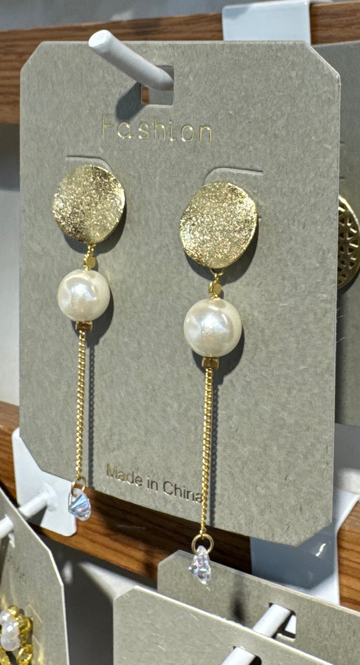 Pearl-Style Long Chain Earrings - W3-0141