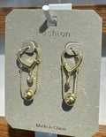 Ball Charm Double Chain Earrings - W3-0142