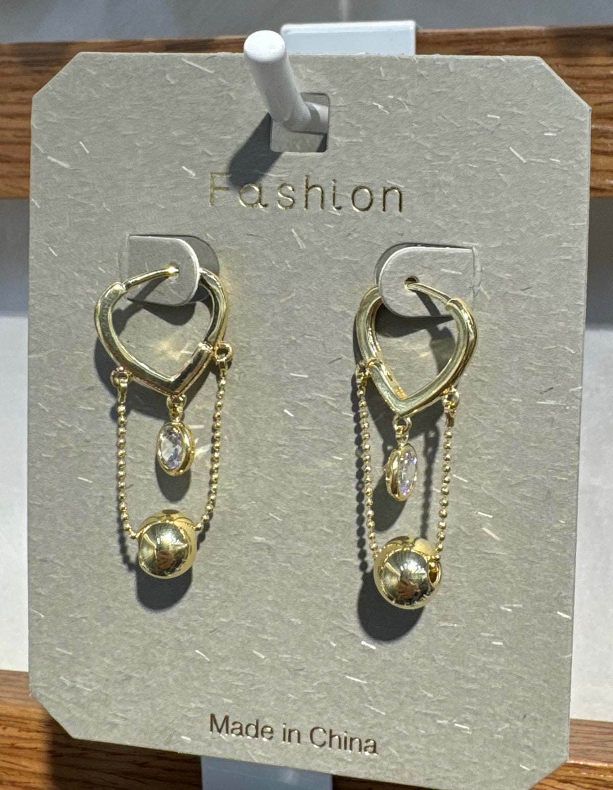 Ball Charm Double Chain Earrings - W3-0142