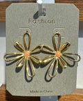 Pink Center Outline Daisy Earrings - W3-0145