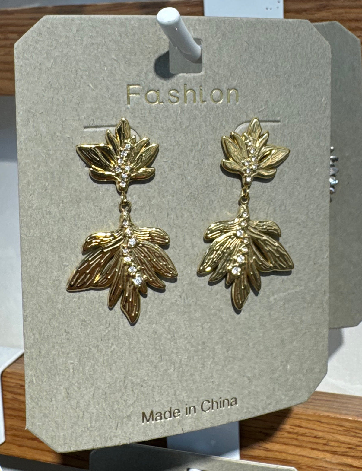 Layered Leaf Dangle Earrings - W3-0147