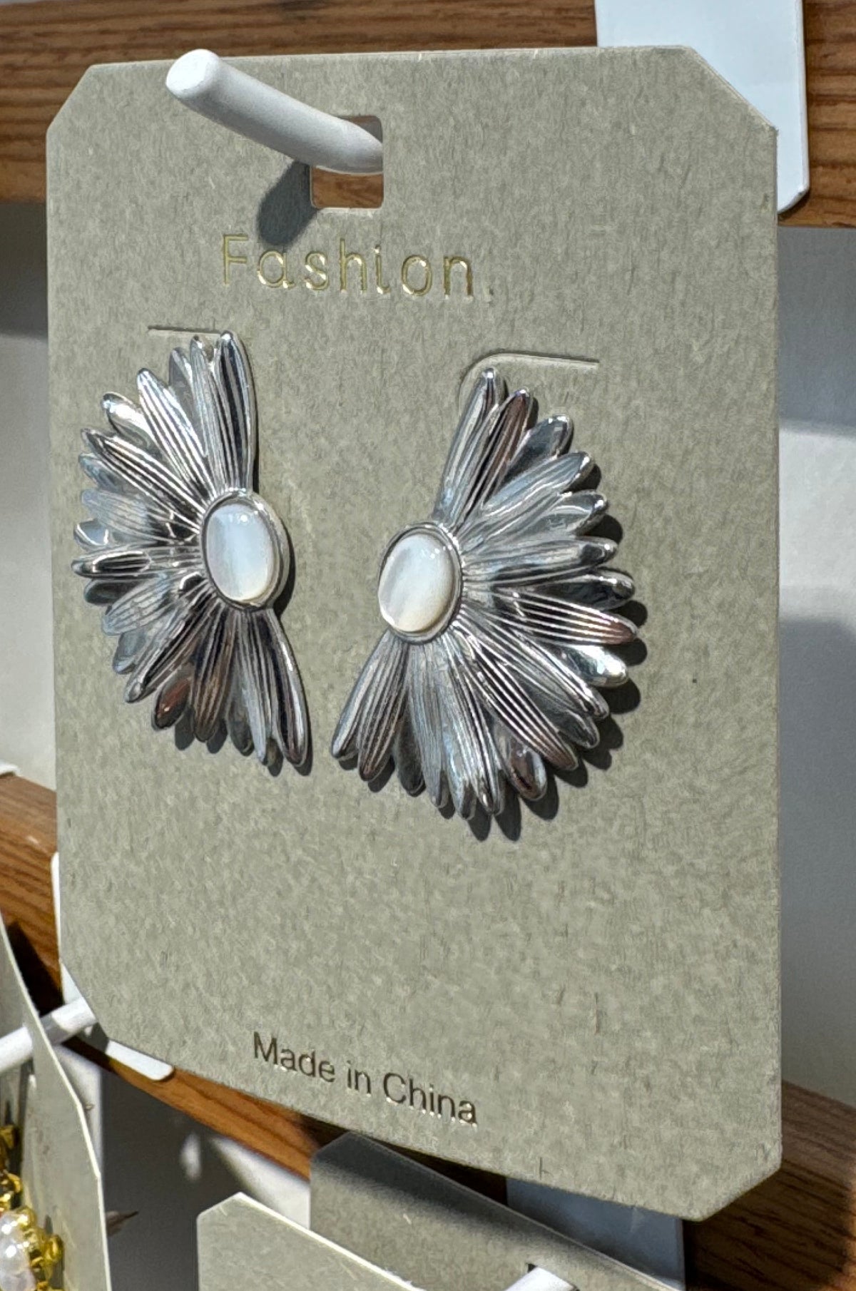 Silver-Tone Pleated Fan Earrings - W3-0148