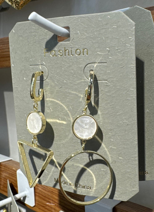 Asymmetric Geometric Hoop Earrings - W3-0151