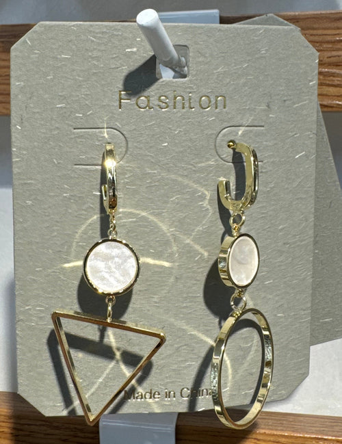 Asymmetric Geometric Hoop Earrings - W3-0151