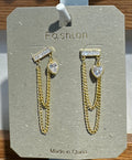 Sparkling Bar Chain Loop Earrings - W3-0152