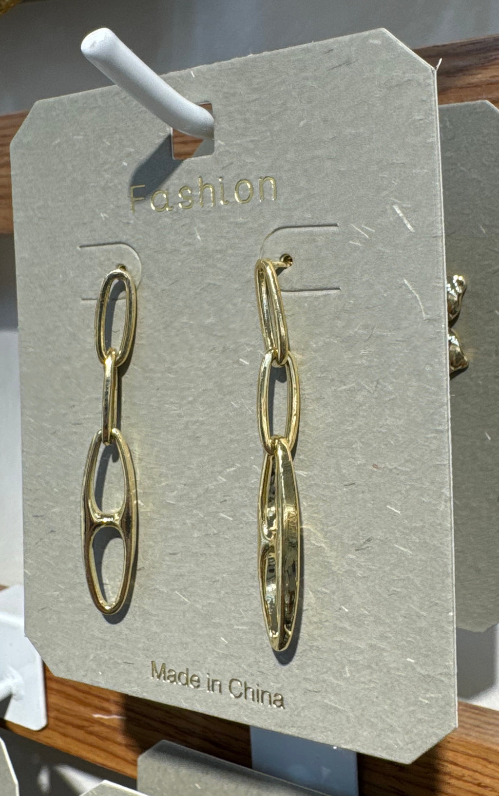 Elongated Triple Link Earrings - W3-0153