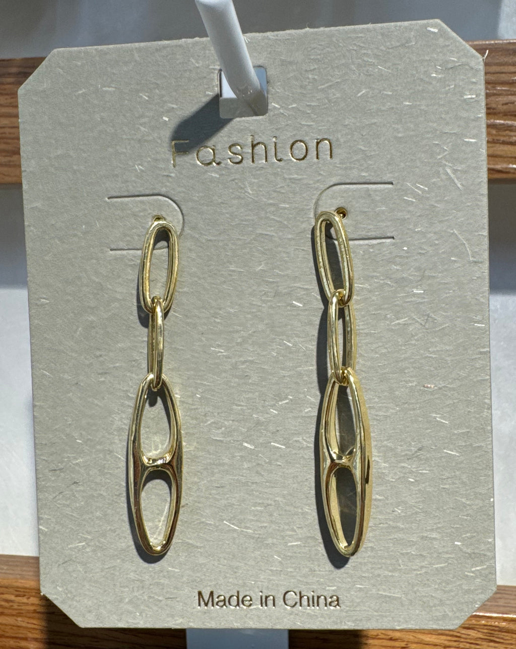 Elongated Triple Link Earrings - W3-0153