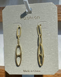 Elongated Triple Link Earrings - W3-0153