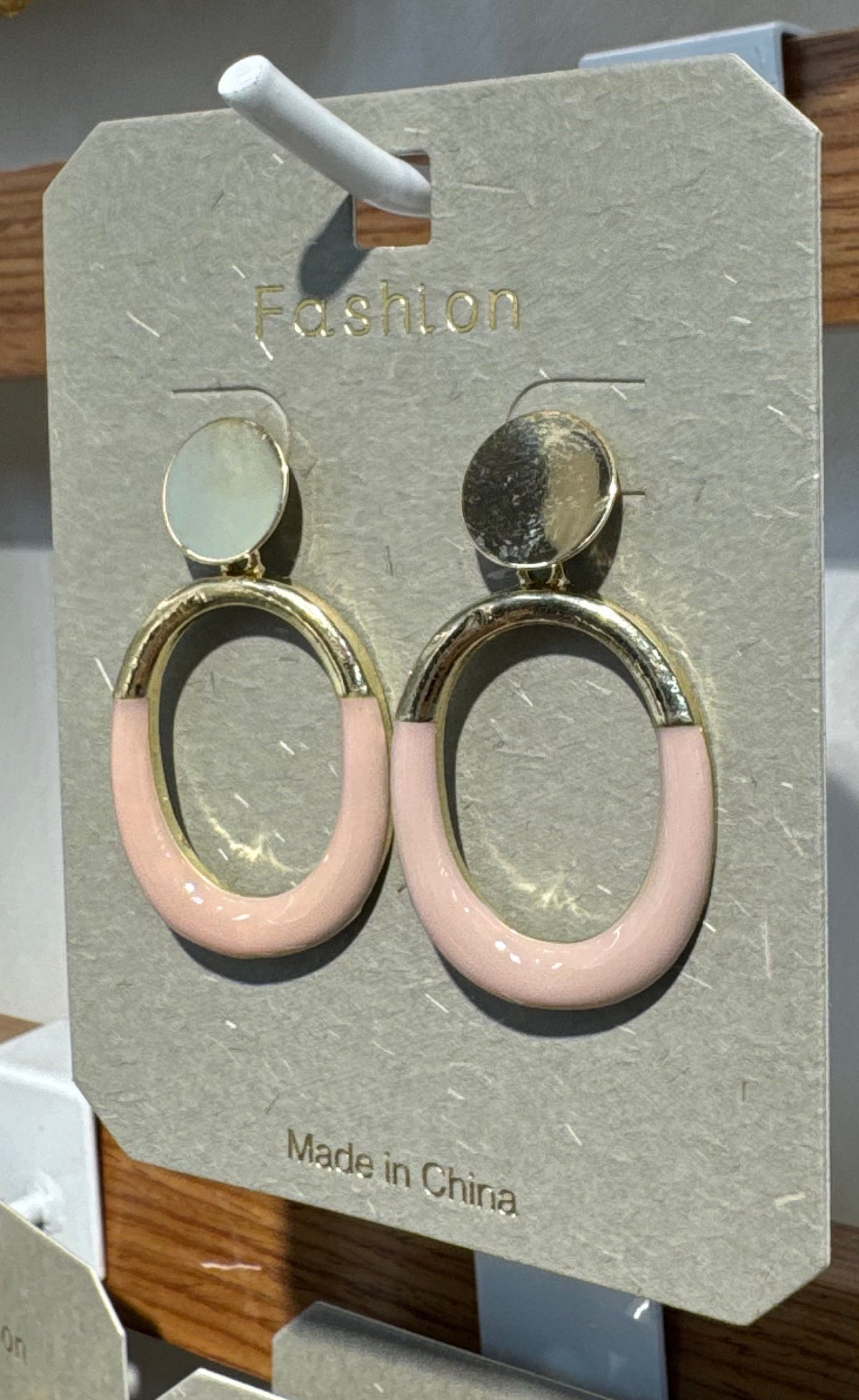 Blush Pink Open Oval Earrings - W3-0156