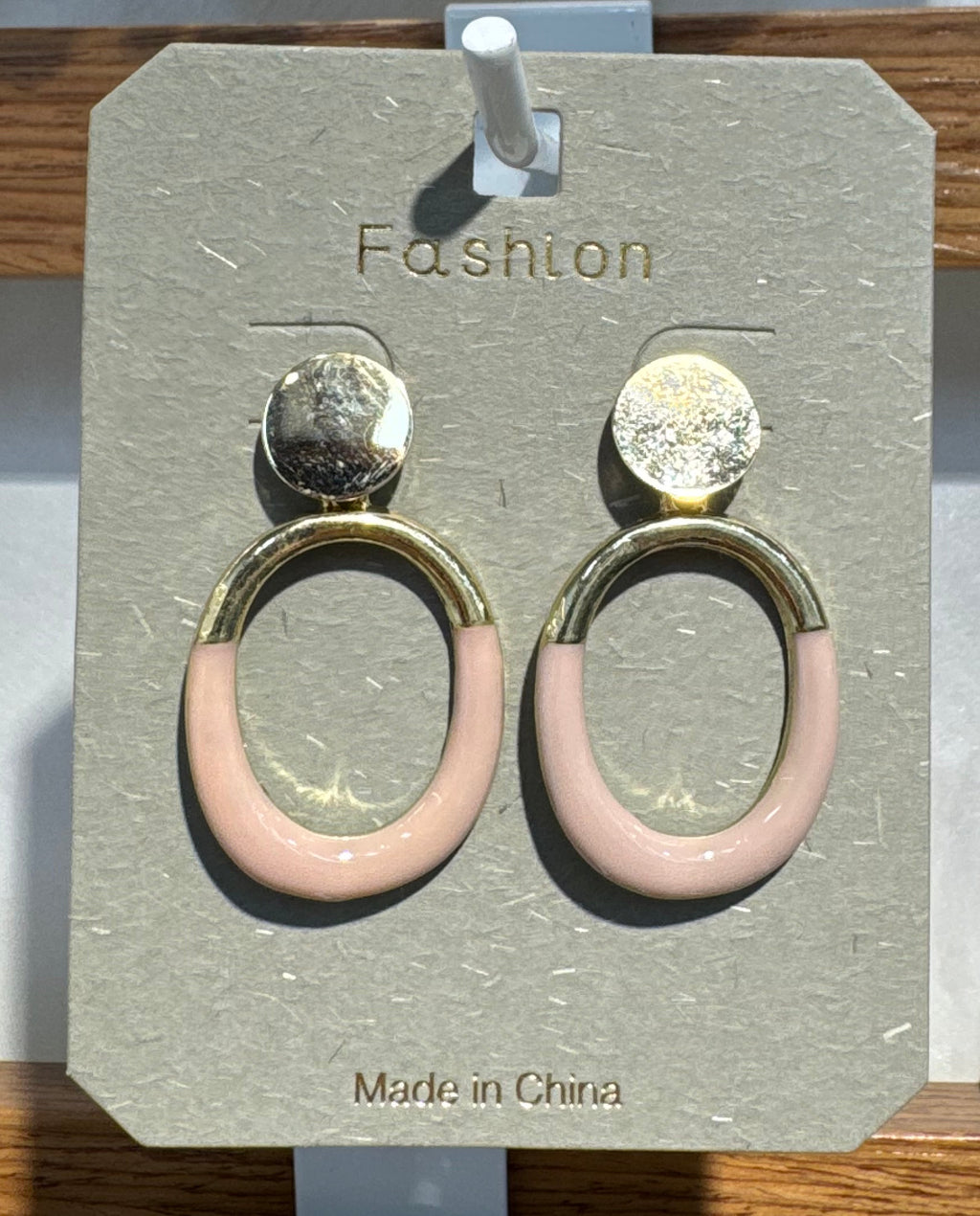 Blush Pink Open Oval Earrings - W3-0156