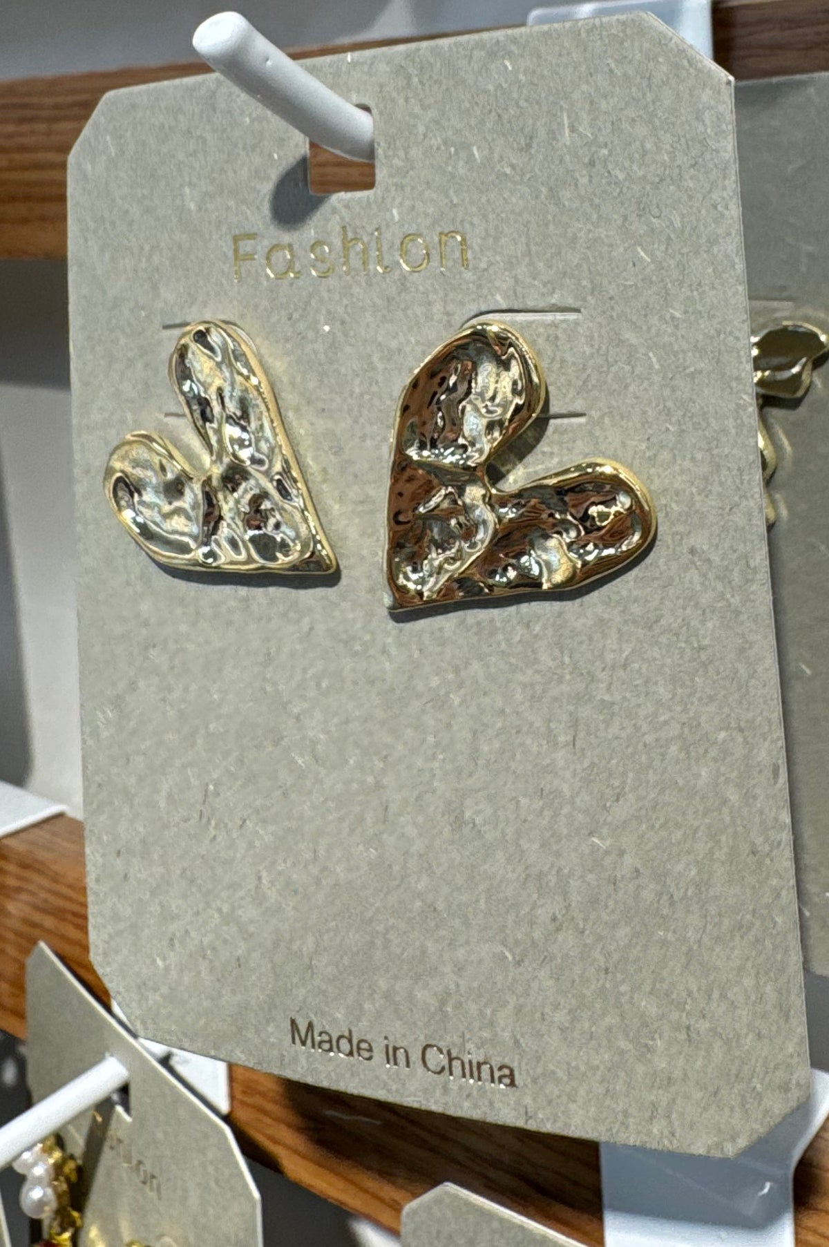 Hammered Open Heart Stud Earrings - W3-0157