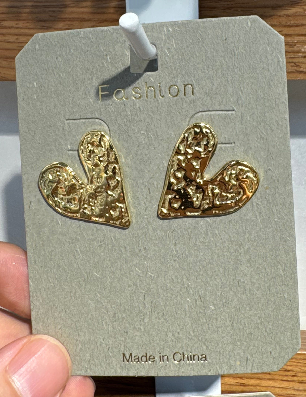 Hammered Open Heart Stud Earrings - W3-0157