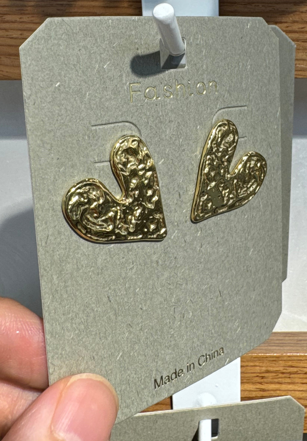 Hammered Open Heart Stud Earrings - W3-0157