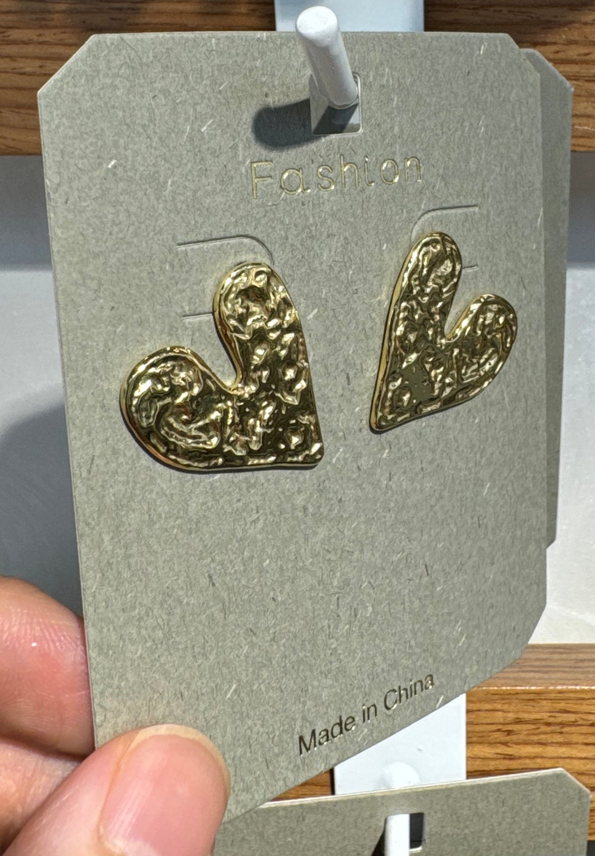 Hammered Open Heart Stud Earrings - W3-0157