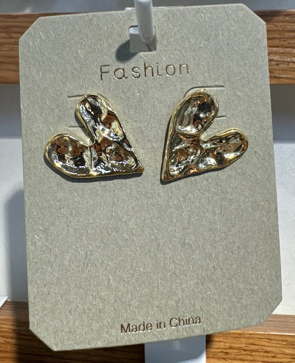 Hammered Open Heart Stud Earrings - W3-0157