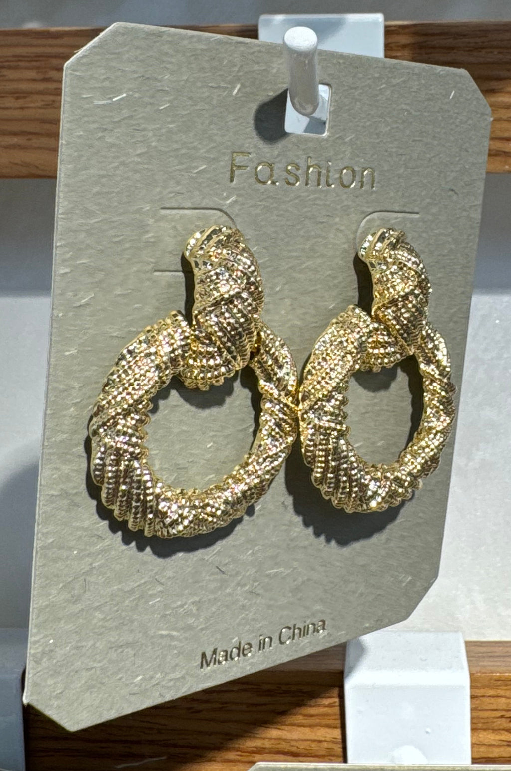 Woven Texture Ring Drop Earrings - W3-0160