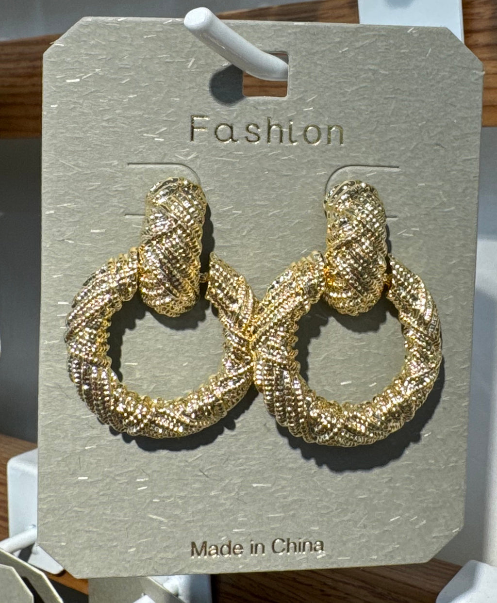 Woven Texture Ring Drop Earrings - W3-0160