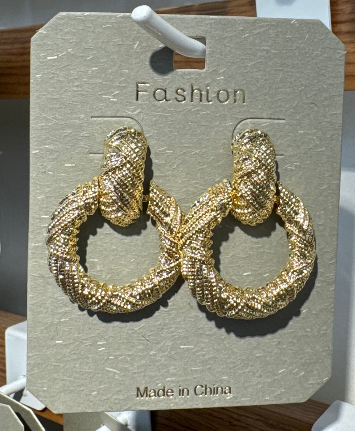 Woven Texture Ring Drop Earrings - W3-0160