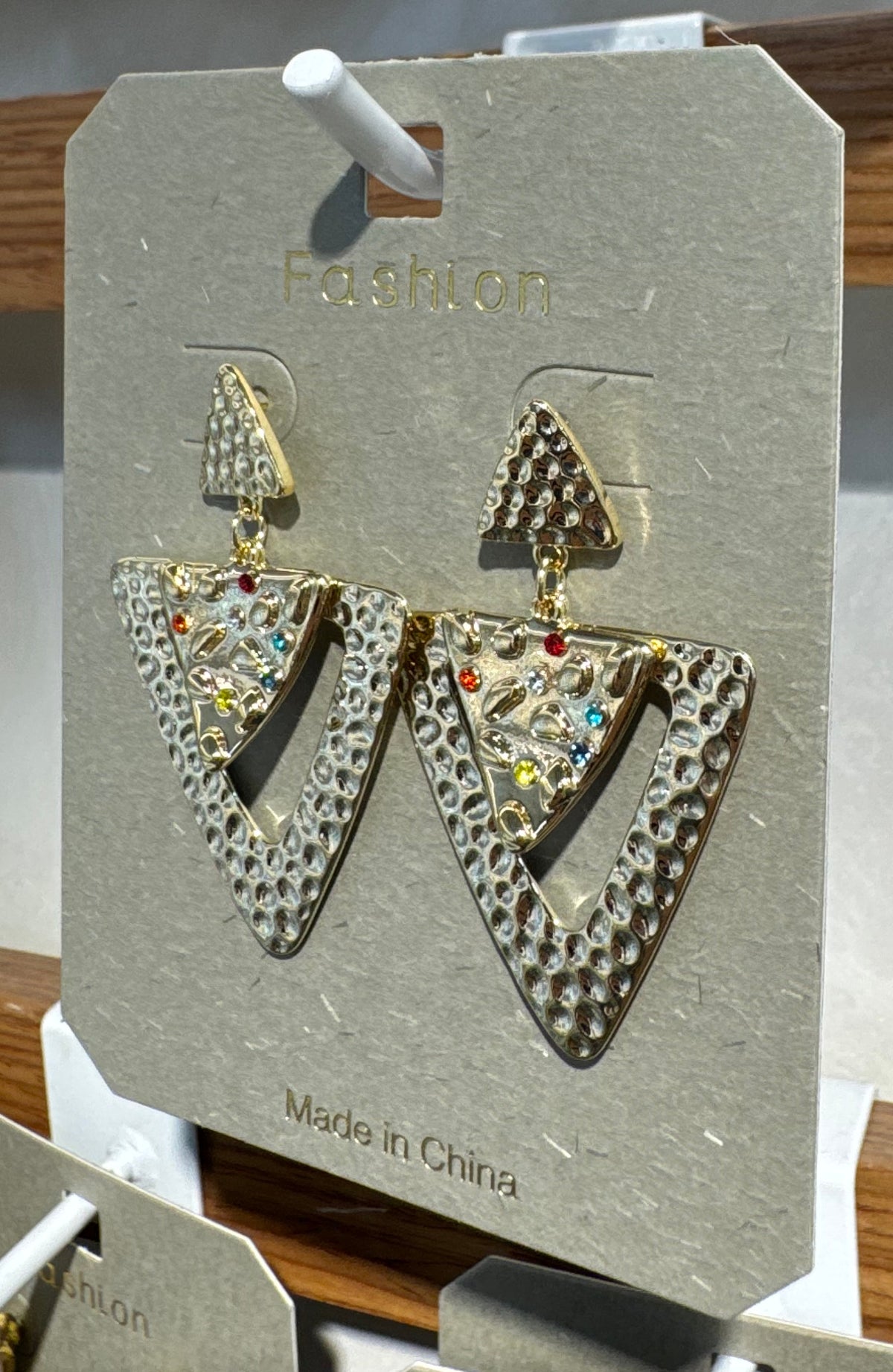 Textured Triangle Sparkle Earrings - W3-0162