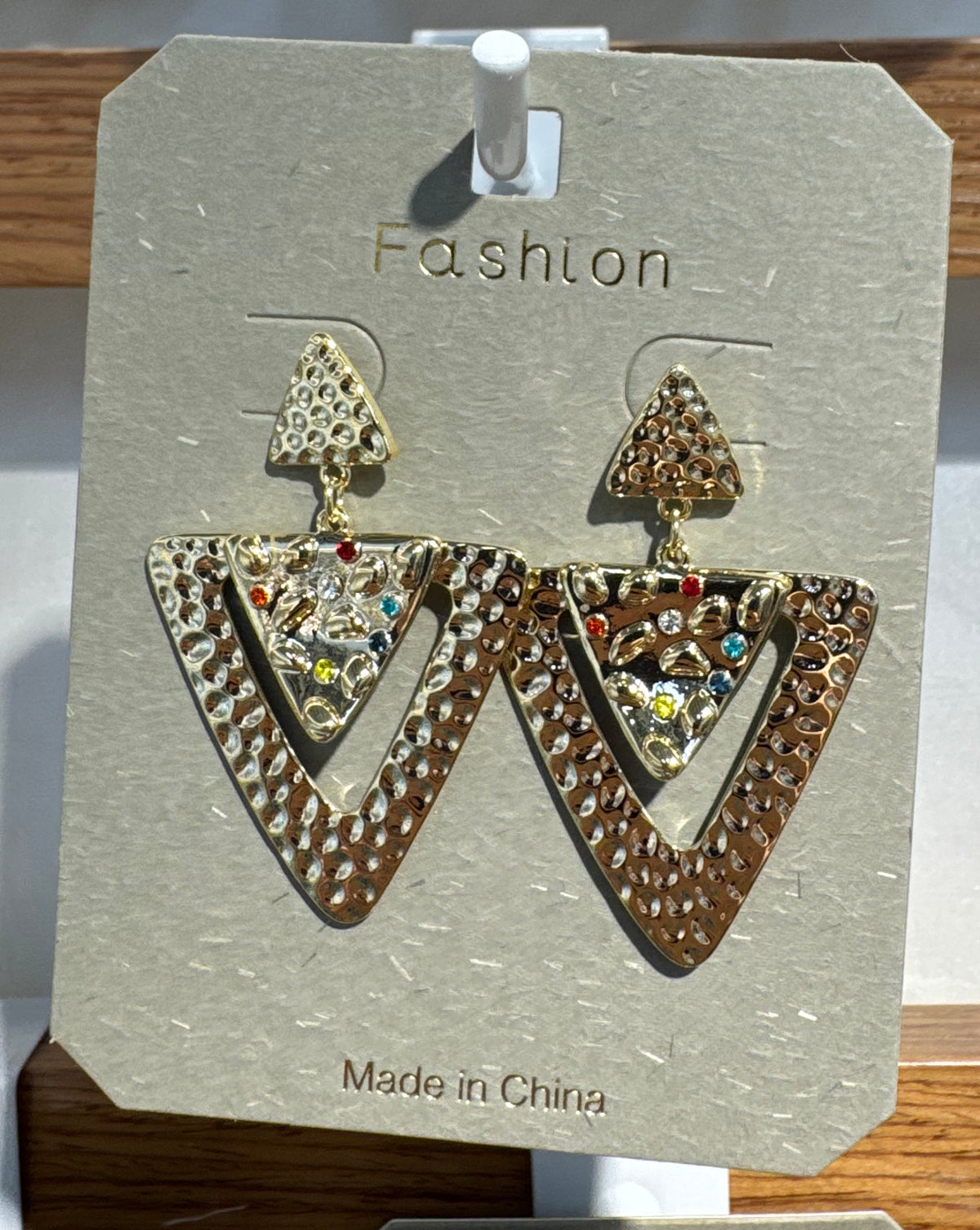 Textured Triangle Sparkle Earrings - W3-0162