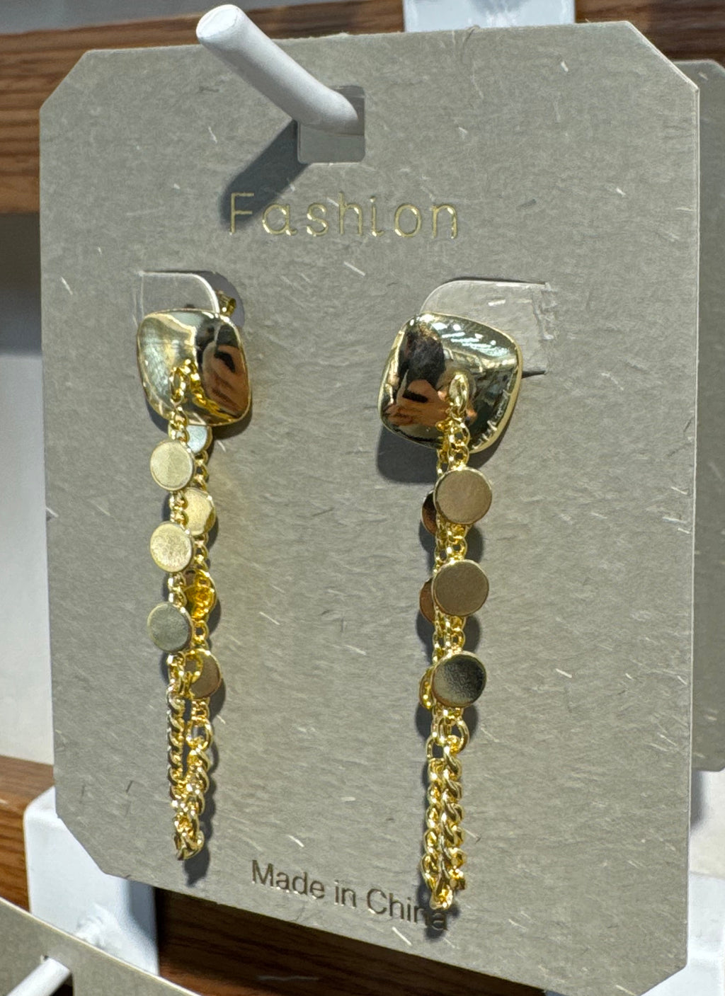 Disc Fringe Chain Tassel Earrings - W3-0163