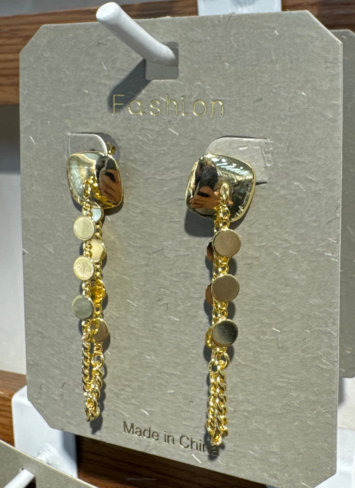 Disc Fringe Chain Tassel Earrings - W3-0163