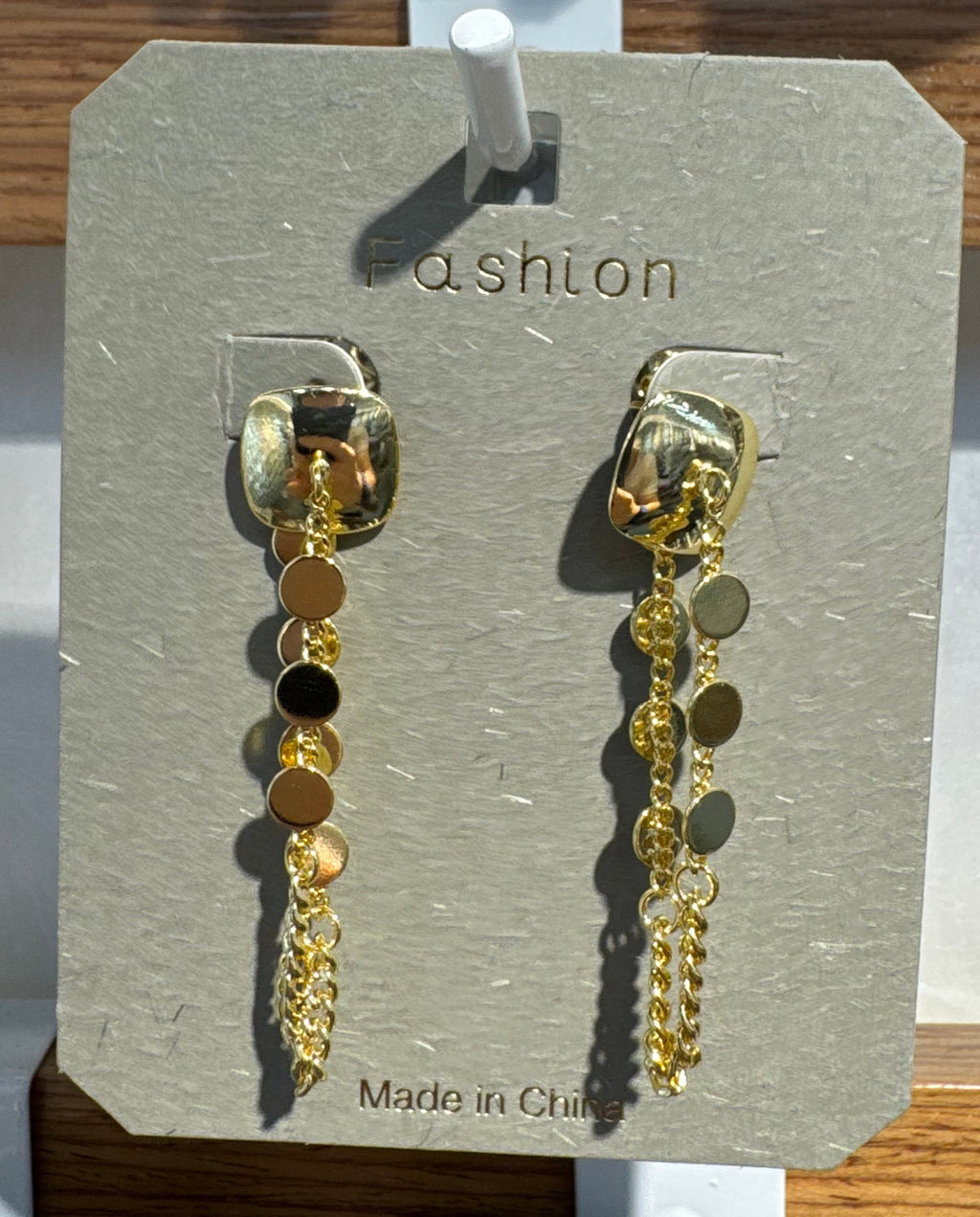 Disc Fringe Chain Tassel Earrings - W3-0163