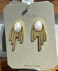 Pearl-Style Art Deco Stud Earrings - W3-0166
